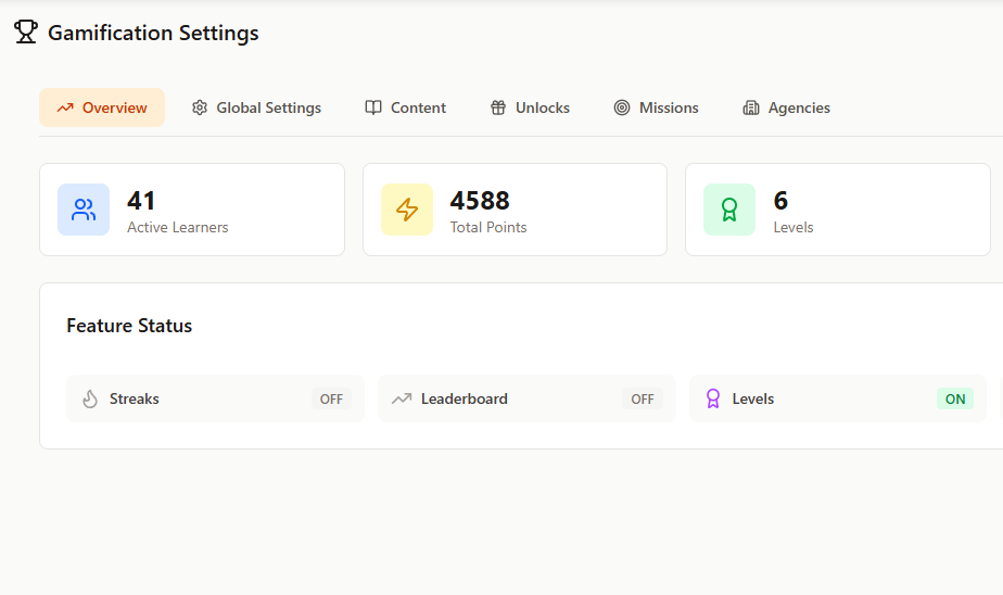 TravelSalesIQ Gamification Settings